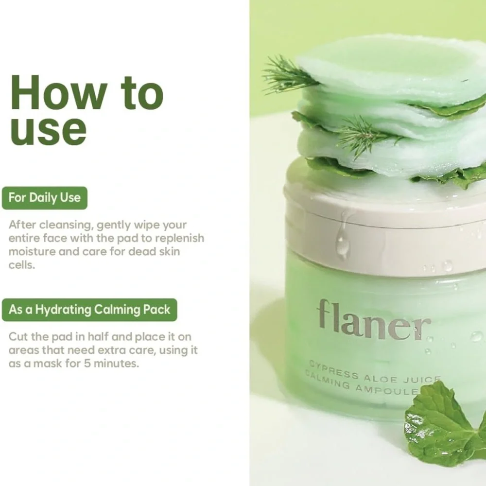 Korean Skincare Flaner Cypress Aloe Calming Toner Pads